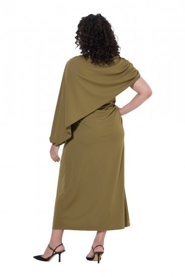 Ulla Popken 854048 Hosszú ujjú maxiruha Olívazöld - Maxi ruhák - Női plus size maxiruhák