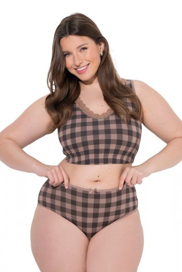 Ulla Popken 854114 Kockás alsók 5 db Taupe - Alsók - 