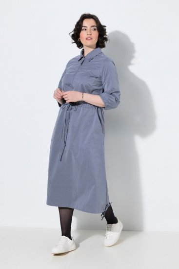 Ulla Popken 854413 Midiruha húzózsinórral Szürke - Midi ruhák - Női midiruhák nagy méretben