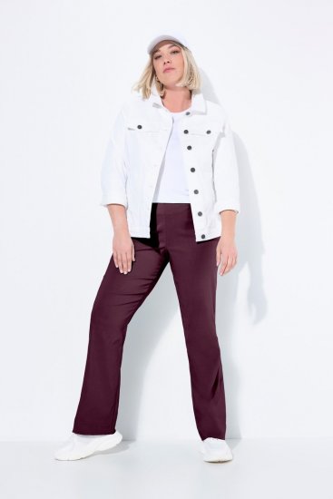 Ulla Popken 854910 Meleg sztreccs nadrág gumis derékkal Padlizsán - Szövetnadrágok - Női bő szárú szövetnadrágok