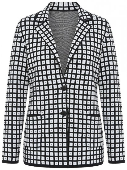 Ulla Popken 855173 Kockás kötött blézer Törtfehér - Blézerek - Blézerek plus size méretben nőknek