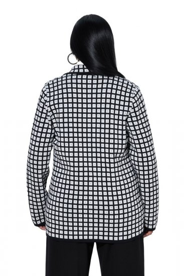 Ulla Popken 855173 Kockás kötött blézer Törtfehér - Blézerek - Blézerek plus size méretben nőknek