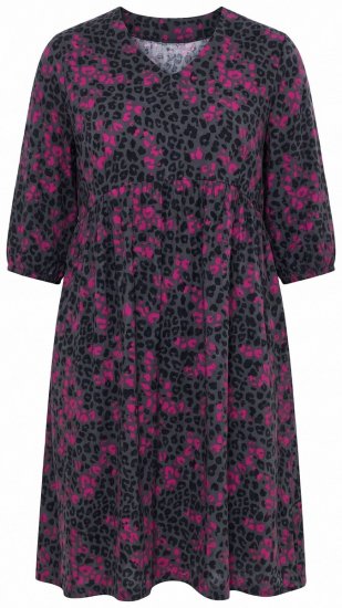 Ulla Popken 855270 Mintás jersey ruha V-nyakkal Antracit - Jersey ruhák - 