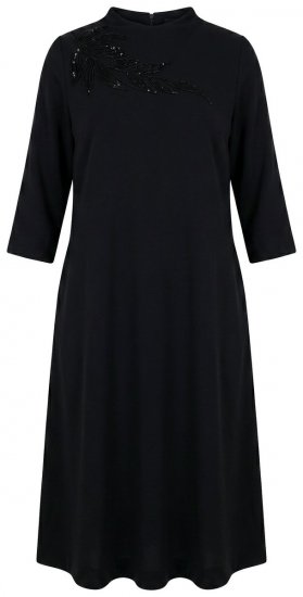 Ulla Popken 855373 Mintás jersey ruha Fekete - Jersey ruhák - 
