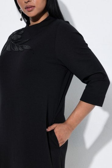 Ulla Popken 855373 Mintás jersey ruha Fekete - Jersey ruhák - 