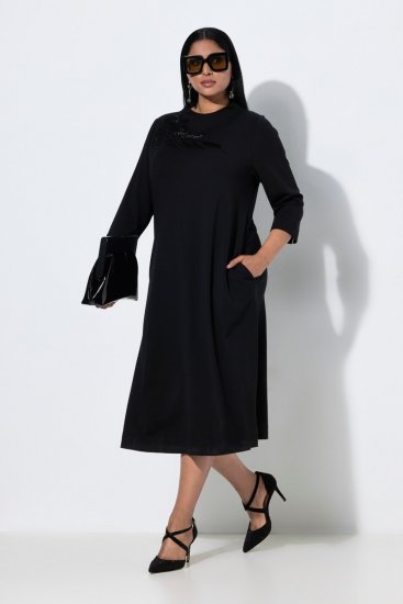 Ulla Popken 855373 Mintás jersey ruha Fekete - Jersey ruhák - 
