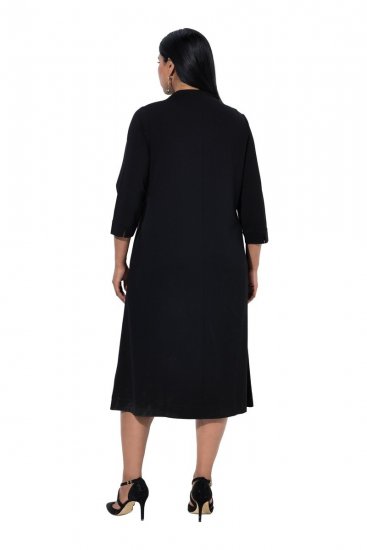 Ulla Popken 855373 Mintás jersey ruha Fekete - Jersey ruhák - 