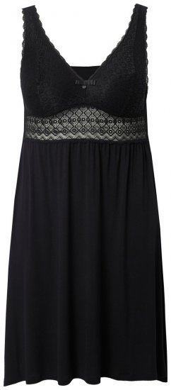 Ulla Popken 855428 Negligé csipkével Fekete - Hálóingek - 