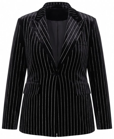 Ulla Popken 855499 Strasszos bársony blézer Fekete - Blézerek - Blézerek plus size méretben nőknek