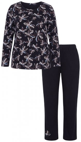 Ulla Popken 856134 Virágos pizsama Fekete - Pizsama/Loungewear - 