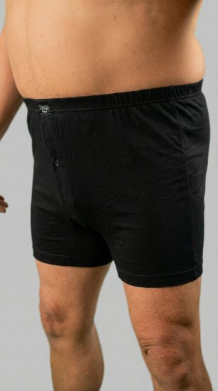 20 Nodi 935 Combed Cotton Jersey Boxer with Front Button Fly Black - Boxeralsó - Boxeralsó 2XL-12XL