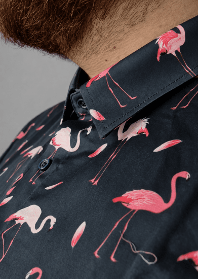 Kam Jeans 6068 Flamingo Short Sleeve Shirt Navy - Ingek - Ingek 2XL-10XL