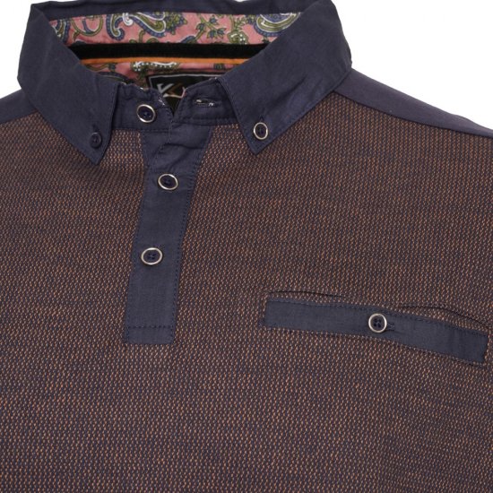 Kam Jeans 5490 Jersey Weave Contrast Polo Navy - Pólóingek - Galléros Pólók 2XL-8XL - Pólóingek 2XL-8XL