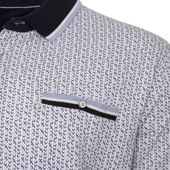 Kam Jeans 5487 Dobby Print Pique Polo White - Pólóingek - Galléros Pólók 2XL-8XL - Pólóingek 2XL-8XL