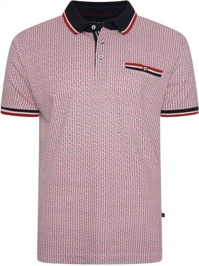 Kam Jeans 5487 Dobby Print Pique Polo Red - Pólóingek - Galléros Pólók 2XL-8XL - Pólóingek 2XL-8XL