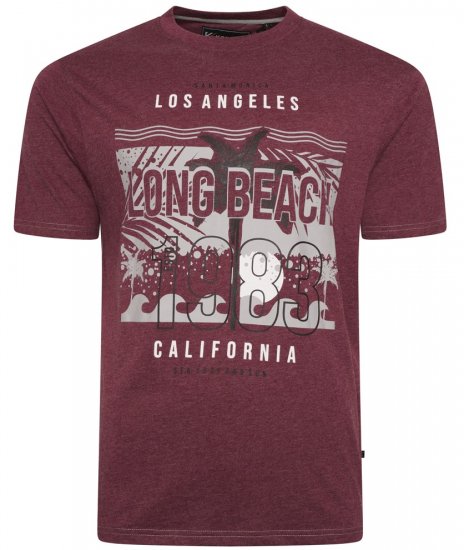 Kam Jeans 5729 Long Beach Print T-Shirt Burgundy - Pólók - Nagyméretű pólók - 2XL-14XL