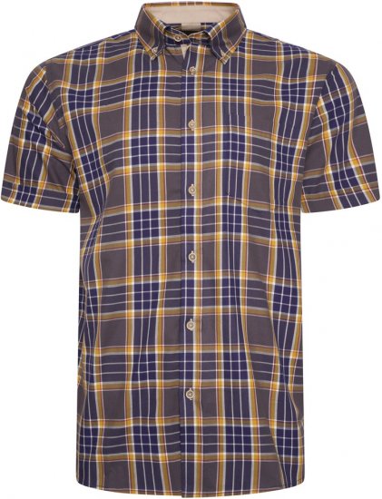 Kam Jeans 6282 Casual SS Check Shirt Navy - Ingek - Ingek 2XL-10XL