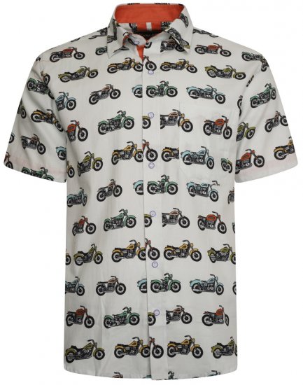 Kam Jeans 6043 Motorbike Digital Print Short Sleeve Shirt Multi-Colored - Ingek - Ingek 2XL-10XL