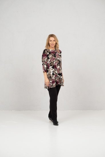 Scandinavian Caramel Flower Petals Tunic Brown - Mintás pólók nőknek - 