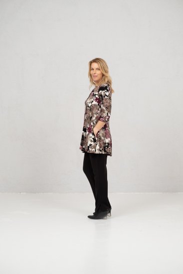 Scandinavian Caramel Flower Petals Tunic Brown - Mintás pólók nőknek - 