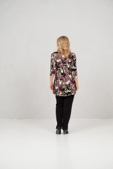 Scandinavian Caramel Flower Petals Tunic Brown - Mintás pólók nőknek - 