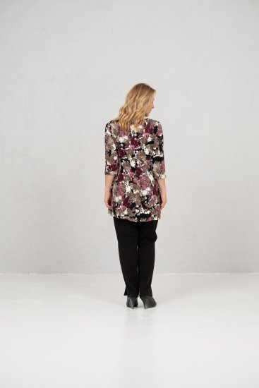 Scandinavian Caramel Flower Petals Tunic Brown - Mintás pólók nőknek - 