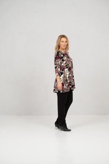 Scandinavian Caramel Flower Petals Tunic Brown - Mintás pólók nőknek - 