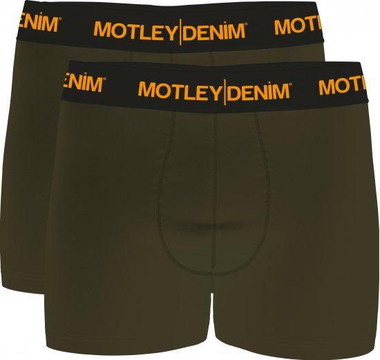 Motley Denim Amsterdam Boxershorts Dark Khaki 2-pack - Alsónemű & strandruhák - Nagyméretű Alsónemű 2XL-8XL