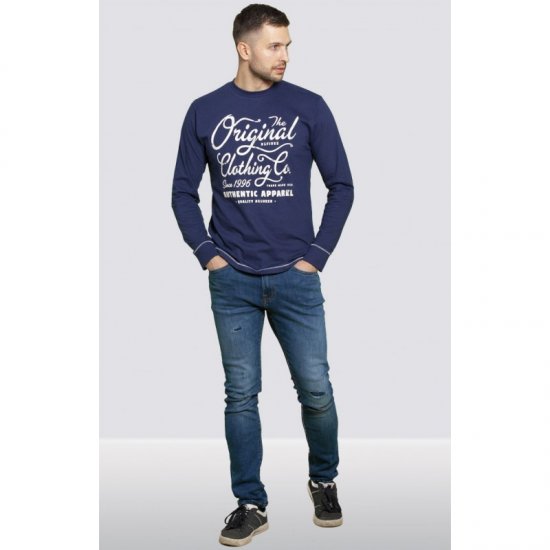 D555 Austin Long Sleeve T-shirt Navy - Pólók - Nagyméretű pólók - 2XL-14XL