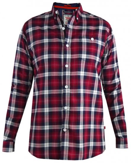 D555 Baltimore Checked Shirt Red - Ingek - Ingek 2XL-10XL