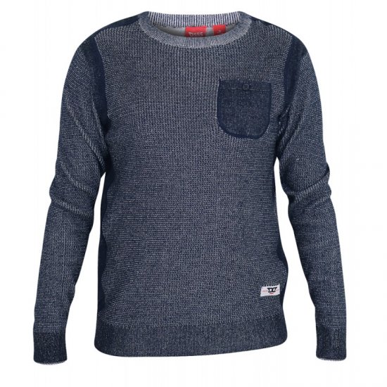 D555 Bryson Crewneck Sweater with Pocket Navy - Pulóverek & kapucnis pulóverek - Pulóverek & Kapucnis pulóver 2XL-12XL
