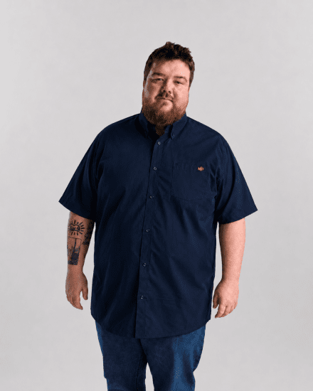 Motley Denim Zagreb Rövid ujjú ing Tengerészkék - Ingek - Ingek 2XL-10XL