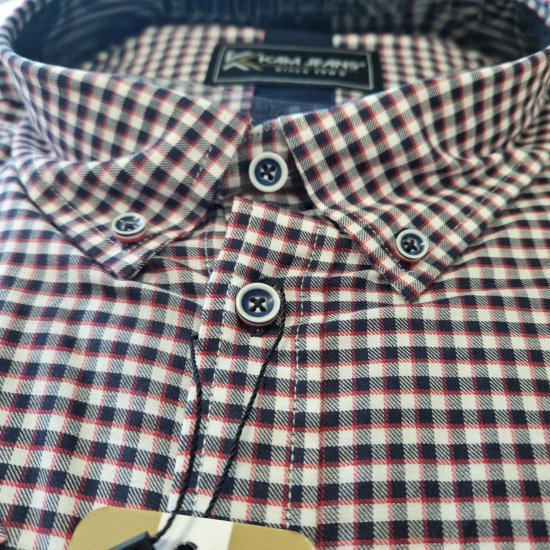 Kam Jeans 6302 Casual Gingham Check Shirt Navy - Ingek - Ingek 2XL-10XL