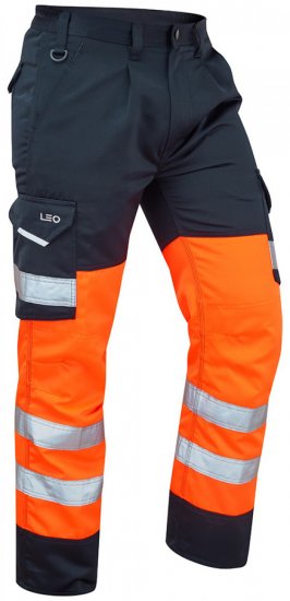 Leo Bideford Cargo Pants Hi-Vis Orange/Navy - Munkaruha - Nagyméretű Munkaruha 3XL-6XL