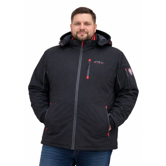 D555 Fretwell Padded Softshell Jacket with Detachable Hood Black - Kabátok - Nagyméretű Kabátok - 2XL-8XL