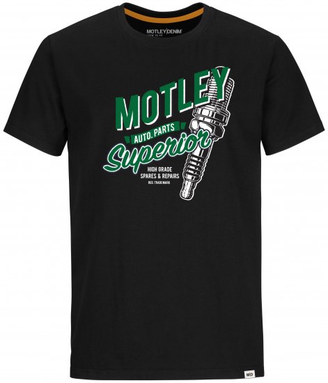 Motley Denim Derry T-shirt Green on Black - Pólók - Nagyméretű pólók - 2XL-14XL