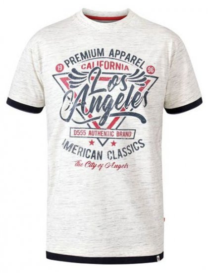 D555 Ellwood Los Angeles Crew Neck Printed T-Shirt Off White Reno - Pólók - Nagyméretű pólók - 2XL-14XL