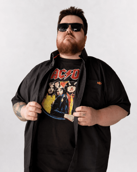 D555 Hugh Official ACDC Highway To Hell Póló Nyomattal Fekete - Pólók - Nagyméretű pólók - 2XL-14XL