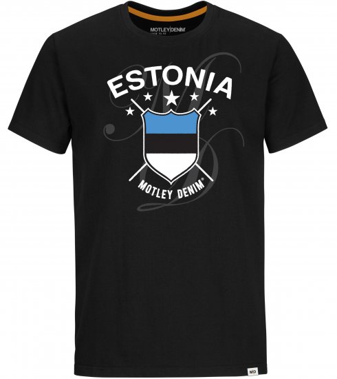 Motley Denim Estonia T-shirt Black - Pólók - Nagyméretű pólók - 2XL-14XL