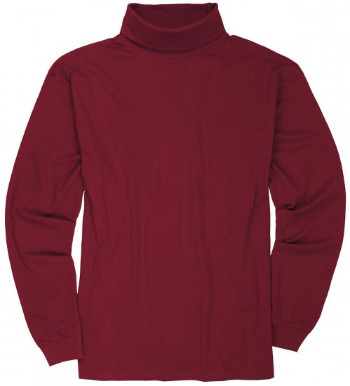 Adamo Fabio Comfort fit Turtleneck Long sleeve T-shirt Burgundy - Pólók - Nagyméretű pólók - 2XL-14XL