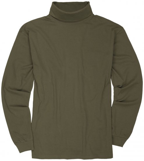 Adamo Fabio Comfort fit Turtleneck Long sleeve T-shirt Khaki - Pólók - Nagyméretű pólók - 2XL-14XL