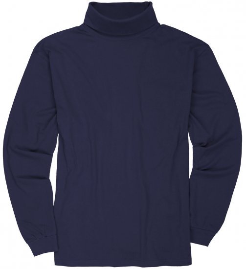 Adamo Fabio Comfort fit Turtleneck Long sleeve T-shirt Navy - Pólók - Nagyméretű pólók - 2XL-14XL