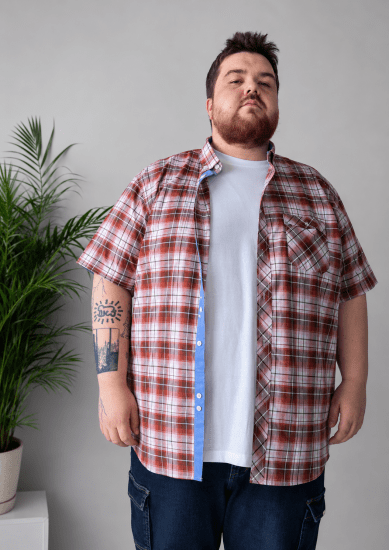 Kam Jeans 6368 Checked Short Sleeve Shirt Red - Ingek - Ingek 2XL-10XL