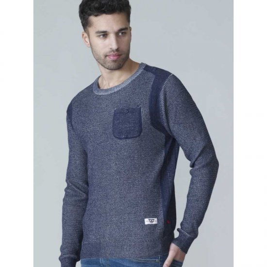 D555 Bryson Crewneck Sweater with Pocket Navy - Pulóverek & kapucnis pulóverek - Pulóverek & Kapucnis pulóver 2XL-12XL