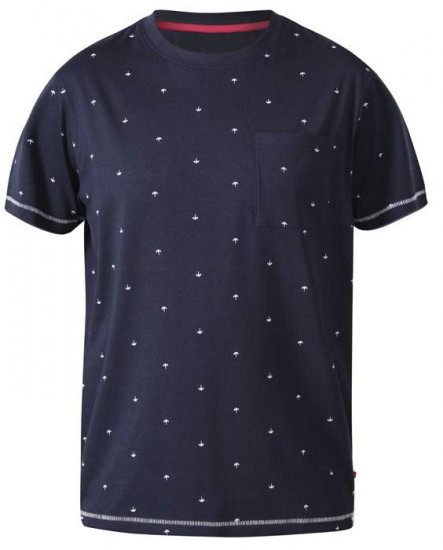 D555 Forbes Umbrella Printed Crew Neck T-Shirt Navy - Pólók - Nagyméretű pólók - 2XL-14XL