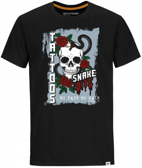 Motley Denim Franklin T-shirt Black - Pólók - Nagyméretű pólók - 2XL-14XL