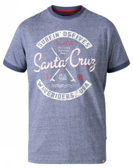D555 Gove Santa Cruz Surfer Print Ringer T-Shirt Navy - Pólók - Nagyméretű pólók - 2XL-14XL
