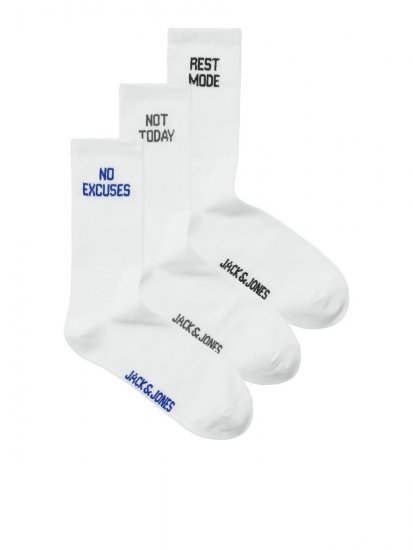 Jack & Jones Power Statements Teniszzoknik Fehér 3-pack - Alsónemű & strandruhák - Nagyméretű Alsónemű 2XL-8XL
