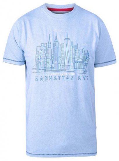 D555 Hemsworth Manhattan Sky Line Crew Neck Printed T-Shirt Blue - Pólók - Nagyméretű pólók - 2XL-14XL
