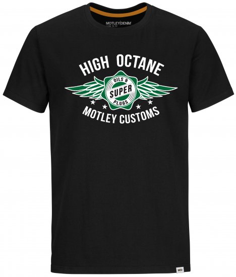 Motley Denim Hereford T-shirt Green on Black - Pólók - Nagyméretű pólók - 2XL-14XL
